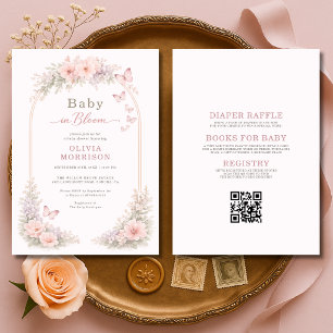 All in One Baby in Bloom Schmetterling Baby Shower Einladung