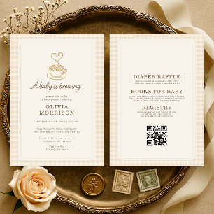 All in One Baby is Brewing QR Code Babyparty Einladung