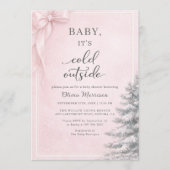 All in One Baby It's Cold Outside Bow Baby Shower Einladung (Vorderseite)