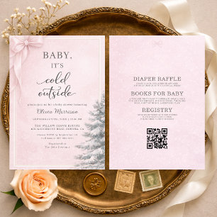 All in One Baby It's Cold Outside Bow Babyparty Einladung
