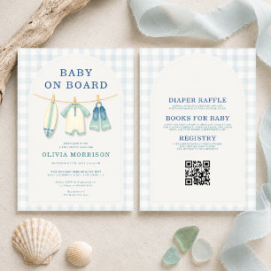All in One Baby on Board Wäscheleine Baby Shower-E Einladung