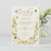 All in One Baby to Bee QR Code Dusche Einladung (Stehend Vorderseite)