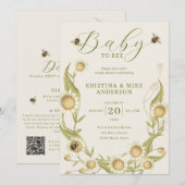 All in One Baby to Bee QR Code Dusche Einladung (Vorne/Hinten)