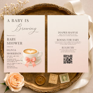 All in One Baby veranstaltet Baby Shower mit rosa Einladung