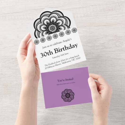 All in one Birthday Invite All In One Einladung (Abreißen)