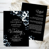 All in One Black and White Floral Wedding Einladung