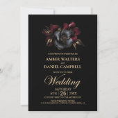 All in One Black Burgundy Gray Floral Wedding Einladung (Vorderseite)