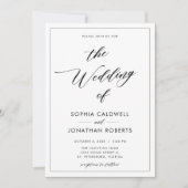 All in One Black Calligraphy with Border Wedding Einladung (Vorderseite)