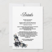 All in one Black Floral Wedding Einladung (Rückseite)