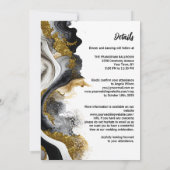 All in one Black Gold Agate Marmor Hochzeit Einladung (Rückseite)