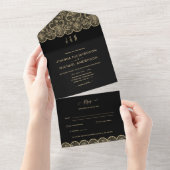 All in one Black Gold Lace Hochzeit mit UAWG Einladung (Abreißen)