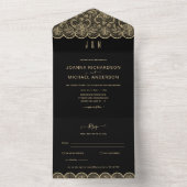 All in one Black Gold Lace Hochzeit mit UAWG Einladung (Innen Boden)