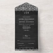All in one Black Wood Lace Hochzeit mit UAWG Einladung (Innen Boden)