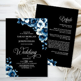 All in One Blue Floral Wedding Einladung