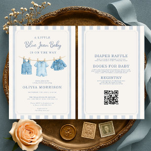 All in One Blue Jean Baby Junge Baby Shower Einladung