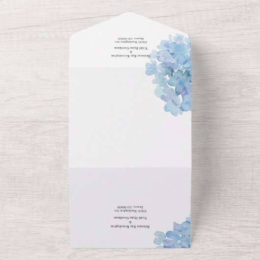 All in One Blue Watercolor Hydrangea Einladung (Außenbereich)