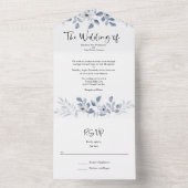 All in One Blue Watercolor Wedite Einladung (Innen Boden)