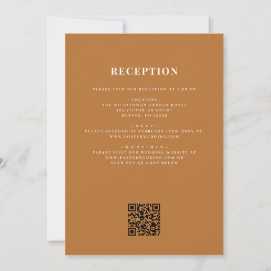All in one Boho Copper Bronze QR Code Hochzeit Einladung (Rückseite)