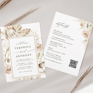 All in one Boho Protea Pampas Grass Floral Hochzei Einladung