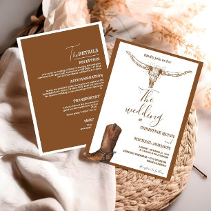 All in one Boho Western Cowboy Wedding Einladung