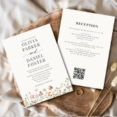 All in One Boho Wildblume QR Code Wedding Einladung