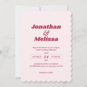 All in one Bold Retro Viva Magenta QR Code Wedding Einladung (Vorderseite)