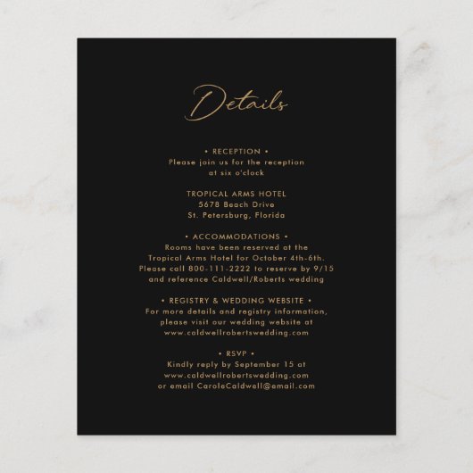 All in One Budget Gold Calligraphy Wedite Einladun (Rückseite)