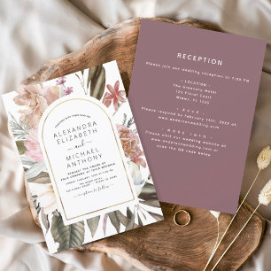 All in One Burgundy Boho Floral Wedding Einladung