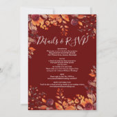 All In One Burgundy Fall In Love Floral Wedding Einladung (Rückseite)