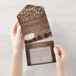 All in One Burgundy Pumpkin Rustic Wedite Einladun All In One Einladung