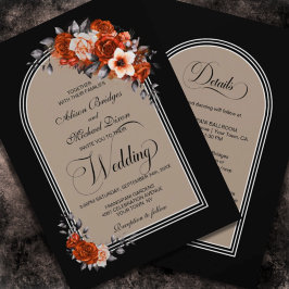 All in one Burnt Orange Arch Black Wedding Einladung