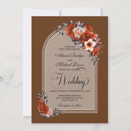 All in one Burnt Orange Arch Wedding Einladung (Vorderseite)