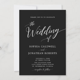 All in One Calligraphy Black and White Wedding Inv Einladung