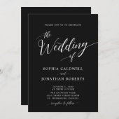 All in One Calligraphy Black and White Wedding Inv Einladung (Vorne/Hinten)