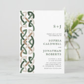 All in One Celtic Knot Monogram Modern Wedding Einladung (Stehend Vorderseite)