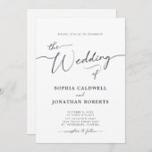 All in one Charcoal gray Calligrafy Wedding Einladung (Vorne/Hinten)