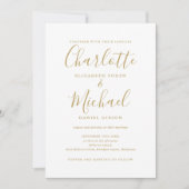 All in one Chic Gold Script Foto Hochzeit Einladung (Vorderseite)