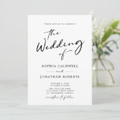 All in one chic Modern Black Calligraphy Wedding Einladung (Stehend Vorderseite)