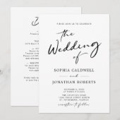 All in one chic Modern Black Calligraphy Wedding Einladung (Vorne/Hinten)