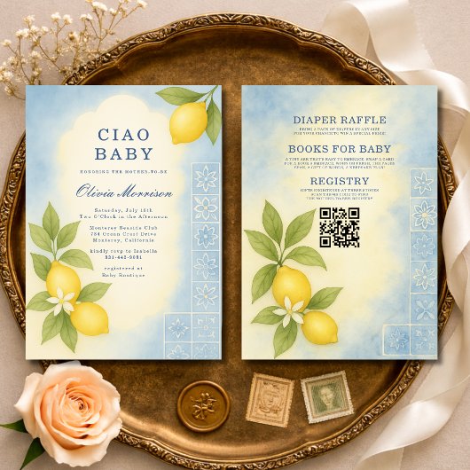 All in One Ciao Baby Italian QR Code Baby Shower Einladung