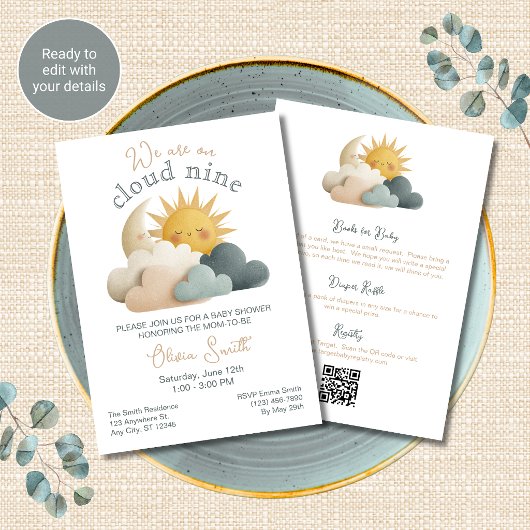 All in One Cloud Nine Baby Shower Einladung