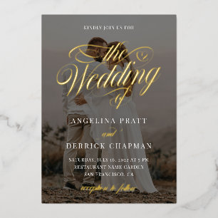 All in one Custom Foto Calligraphy Gold Folieneinladung