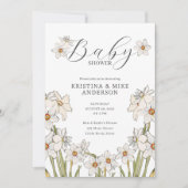 All in one Daffodin Spring QR Code Babydusche Einladung (Vorderseite)