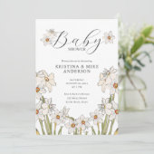 All in one Daffodin Spring QR Code Babydusche Einladung (Stehend Vorderseite)