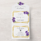 All in One Deep Lila Violets Wedite Einladung (Innen Boden)