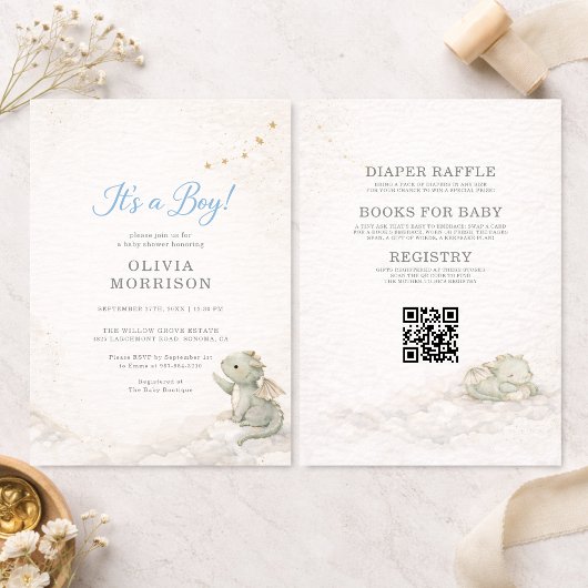 All in One Dragon It's a Boy Baby Shower Einladung