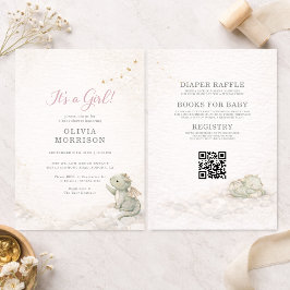 All in One Dragon It's a Girl Baby Shower Einladung