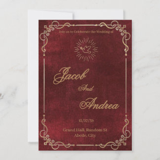 All-in-One Dunkelrote und Goldene Hochzeitseinladu Einladung