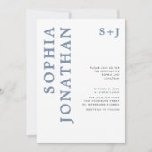 All in One Dusty Blue Bold Typografy Wedding Invi Einladung (Vorderseite)