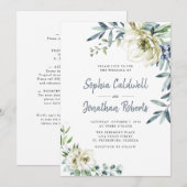 All in One Dusty Blue Eukalyptus Floral Wedding Einladung (Vorne/Hinten)